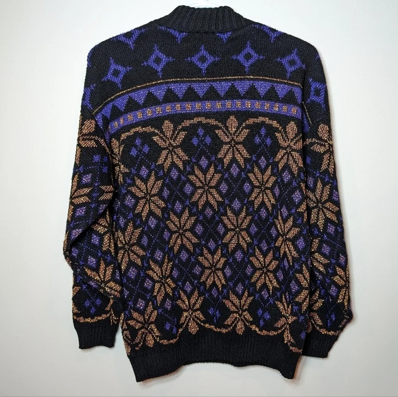 Vintage  Rose Sparkle Black Gold Indigo Purple Snowflake Floral Small - Picture 1 of 10